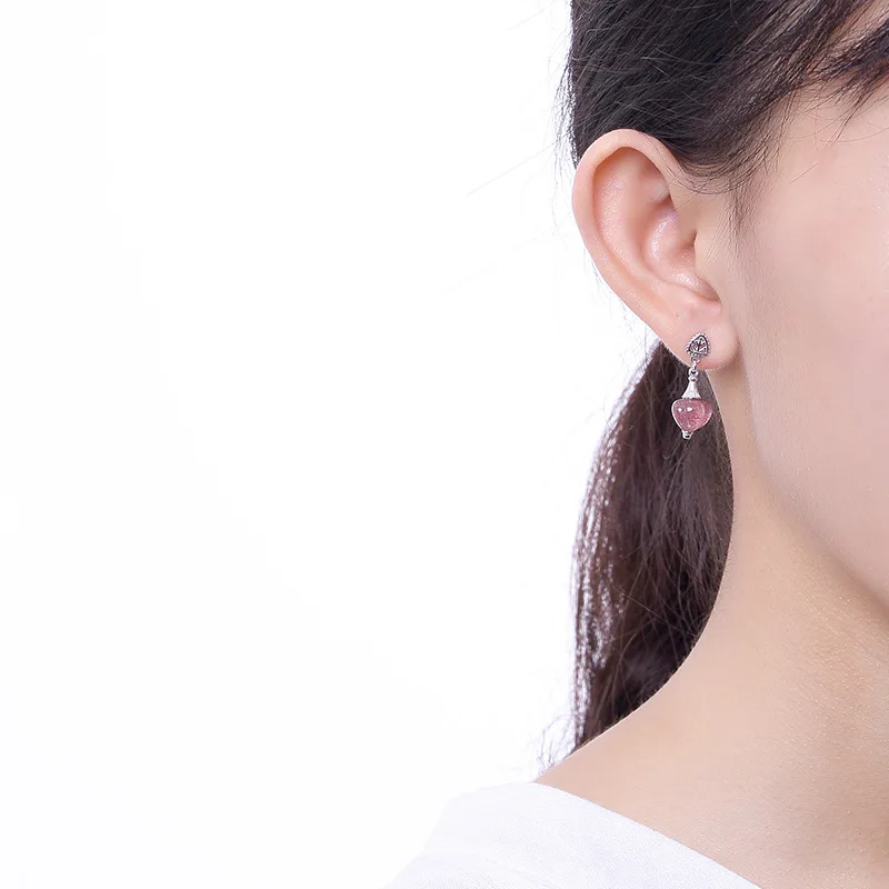 Женские Висячие серьги из настоящего серебра 925 пробы милые в форме сердца