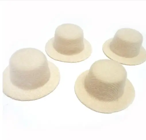 beige 100 шт./лот, вечерние мини-шляпы из фетра для куколки, аксессуары для волос, самодельная мини-шляпа 4 см, BJD, кукольная шляпа - Цвет: beige