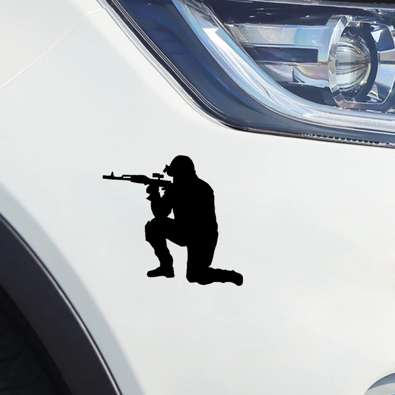 YJZT 12.3*11.4CM Shooting Gun Soldier Car Sticker Vinyl Decoration Motorcycle Accessories Graphic C12-0336 | Автомобили и