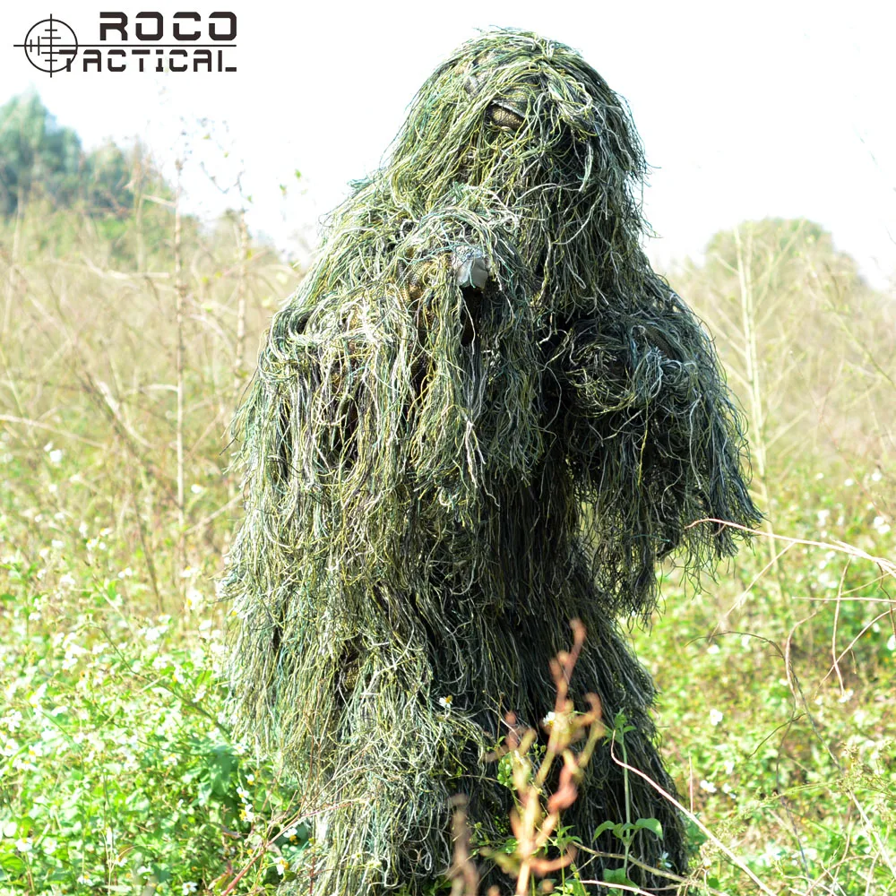 Армии США бионический Снайпер ghillie Костюмы Камуфляж Трава мешковины Охота Recon Yowie костюм Пейнтбол военная одежда