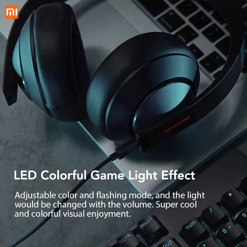 Xiaomi игровая гарнитура 7 1 объемный звук зеленые светодиодные наушники с двойным
