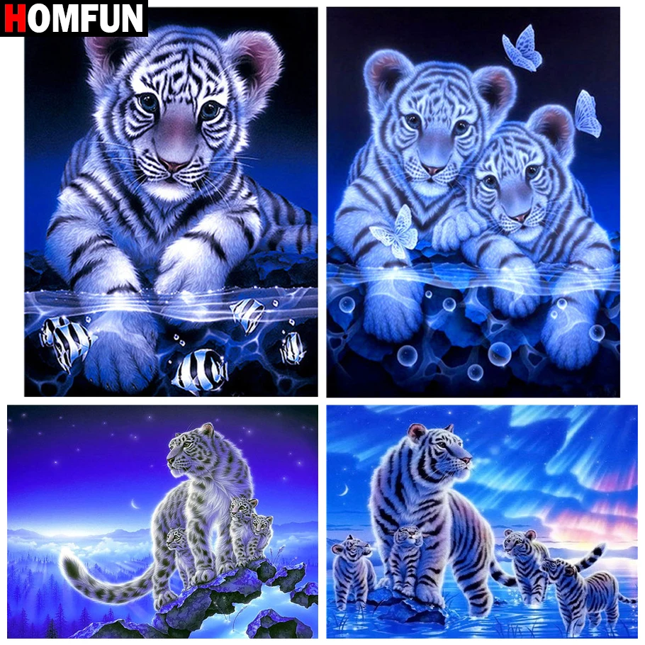 

HOMFUN Full Square/Round Drill 5D DIY Diamond Painting "Animal tiger" 3D Embroidery Cross Stitch 5D Home Decor Gift