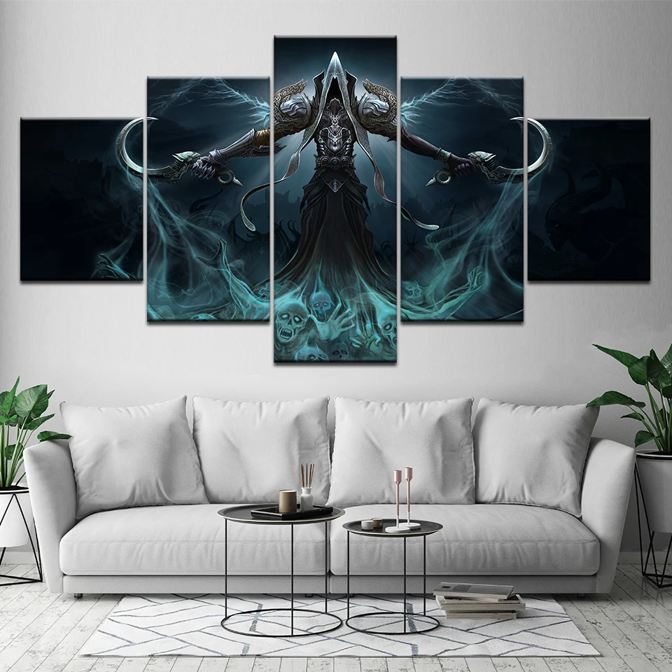 Картина на холсте Scythe and Ghost 5 шт. Настенная картина модульные обои плакат печать