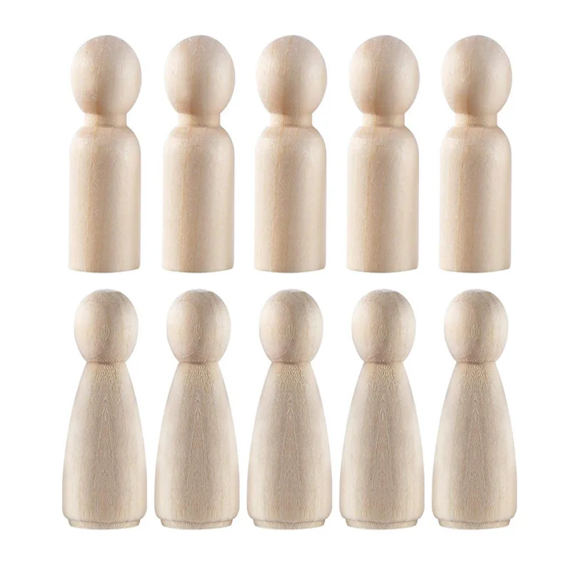 60mm MIX 10 шт. НЕОБРАБОТАННАЯ древесина мальчик Peg игрушка Натуральный Деревянный DIY ремесла куклы украшения Рождественские украшения для дома Семья деревянные колышки для кукол - Цвет: 60mm MIX