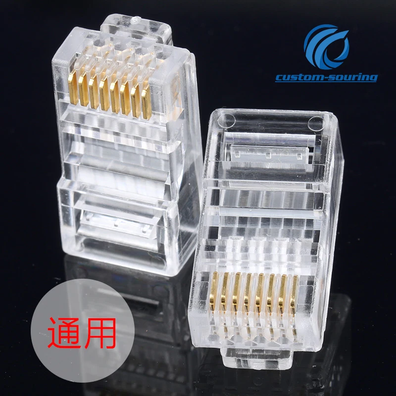 

100pc Crystal Head 50U Gold-plated Plug RJ45 Connector Network Cable Adapter For network engineering
