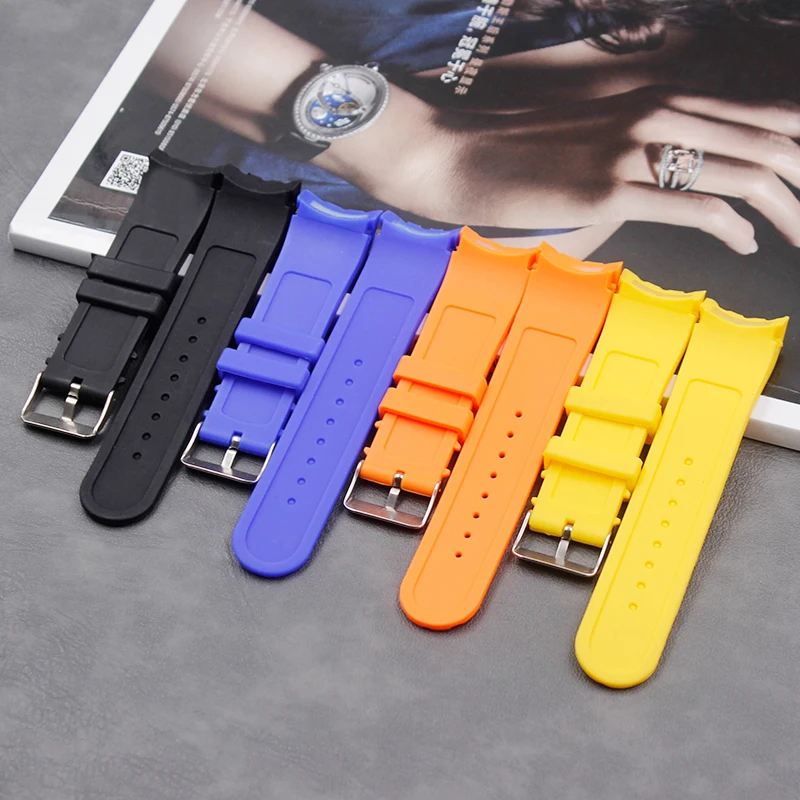 Аксессуары для часов изогнутый силиконовый ремешок 24 мм мужчин и женщин модный