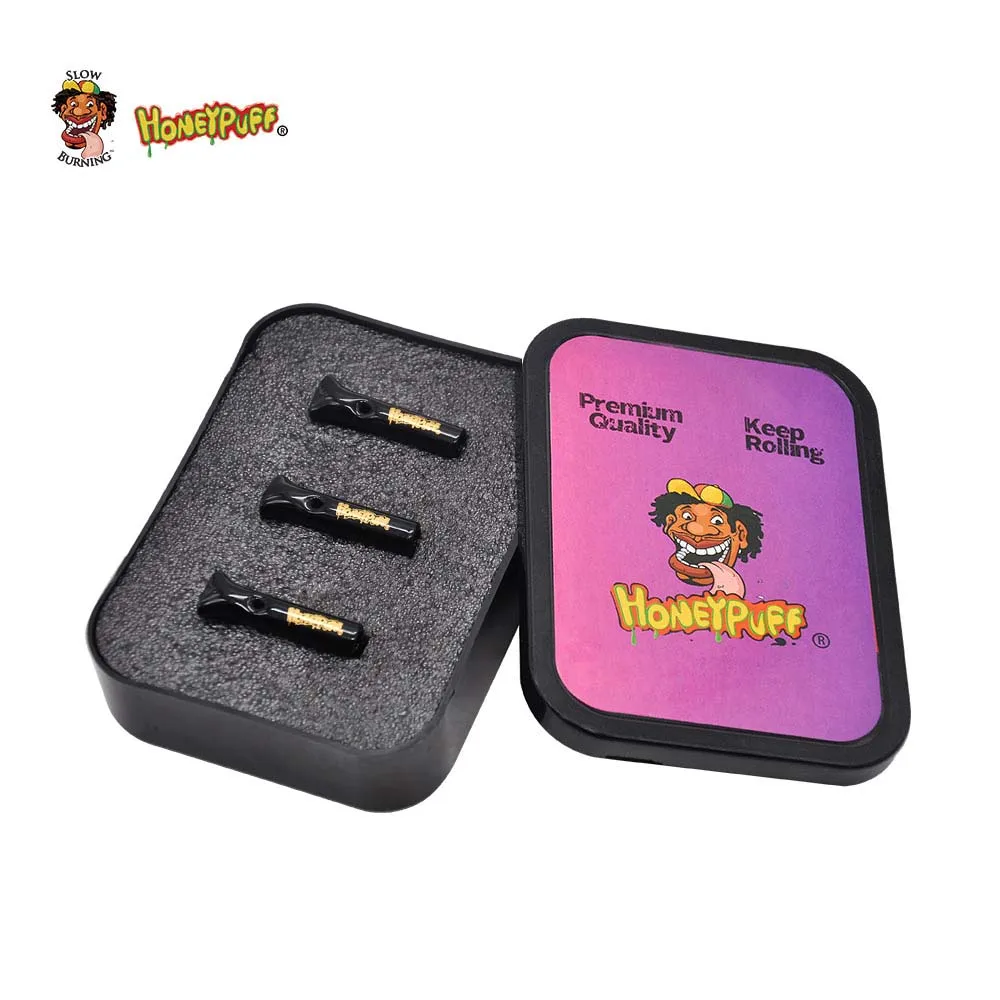 Purple HONEYPUFF 3 x стекло многоразовые сигареты прокатки фильтр Советы рот Типсы+ 1 пластиковая шкатулка для табака коробка конусов производитель - Цвет: Purple