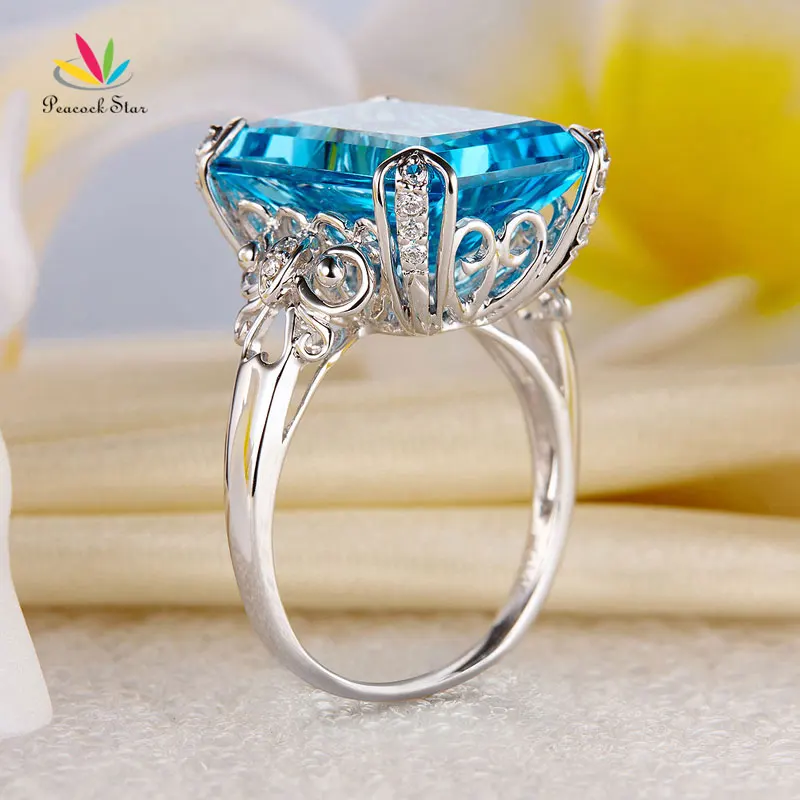 Павлин звезда 14K белое золото роскошное свадебное юбилейное кольцо 13 Ct
