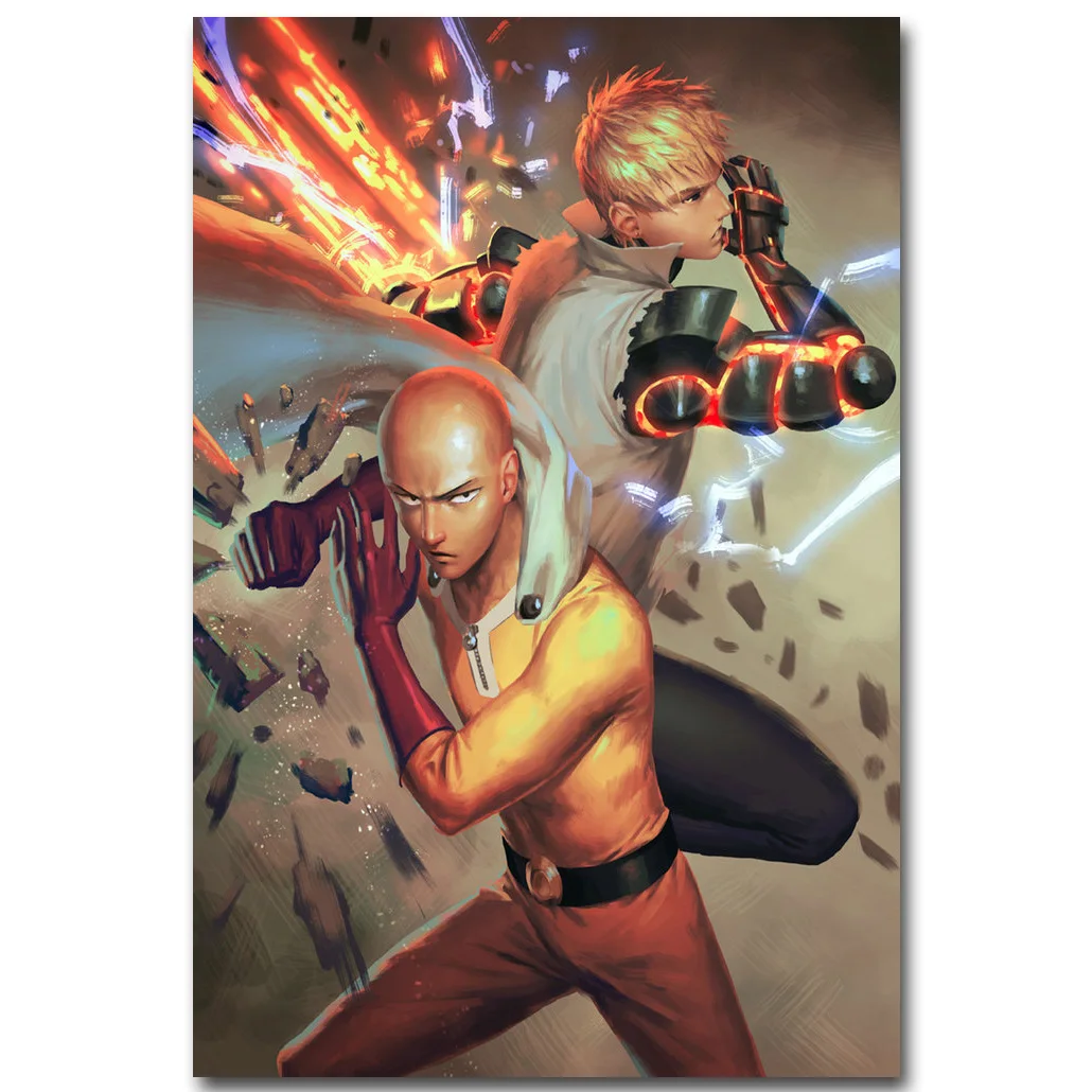 One Punch Man винтажное искусство шелковая ткань плакат Принт 13x20 24x36 дюймов японское аниме картина для украшения стен комнаты Saitama 018 - Цвет: Светло-зеленый