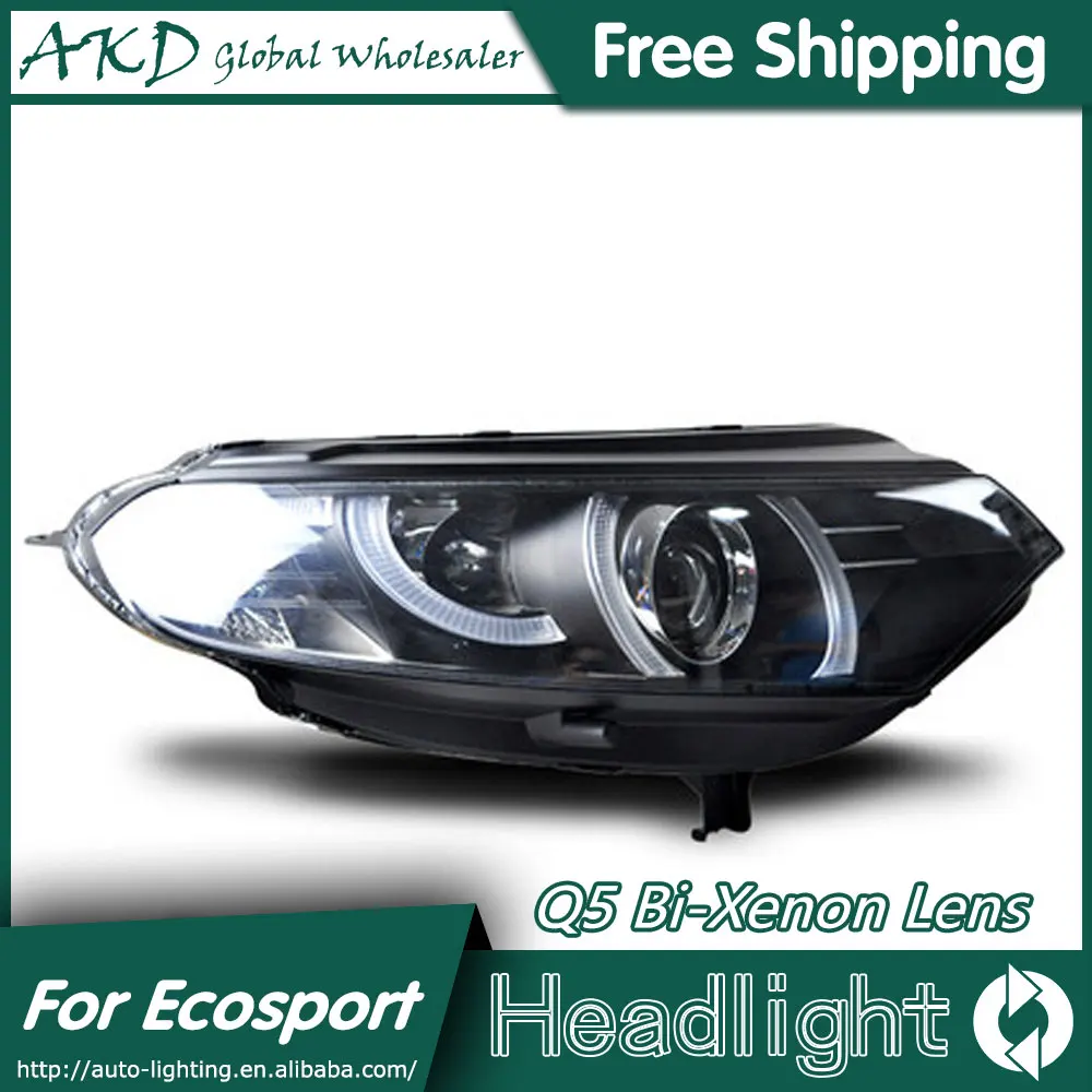 AKD автомобильный Стайлинг для Ford Ecosport фары Evoque Desgin светодиодный фары DRL Биксеноновые линзы Высокий Низкий луч парковка противотуманная фара