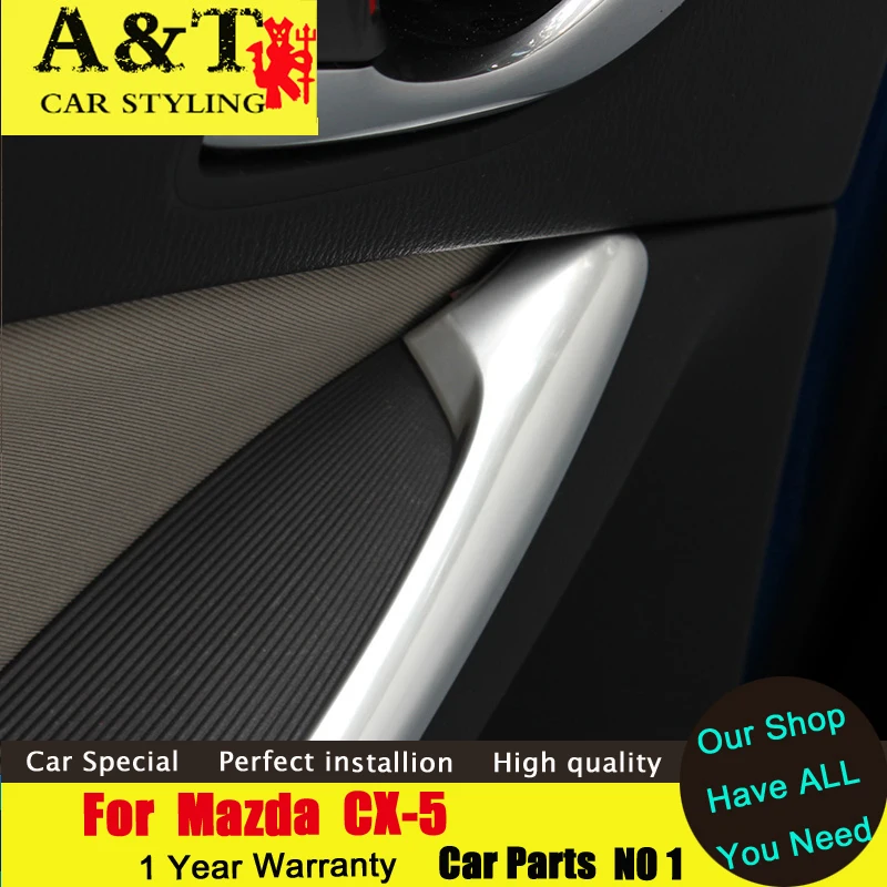 A&ampT For Mazda CX-5 Front armrest chrome sticker car styling 2013-2015 strip decorative door panel frame | Автомобили и