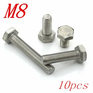

10pcs/Lot Free Shipping Metric Thread M8*40/45/50/55/60/65/70/75/80/85-130mm Stainless Steel outer Hex Head Cap Screws Bolts