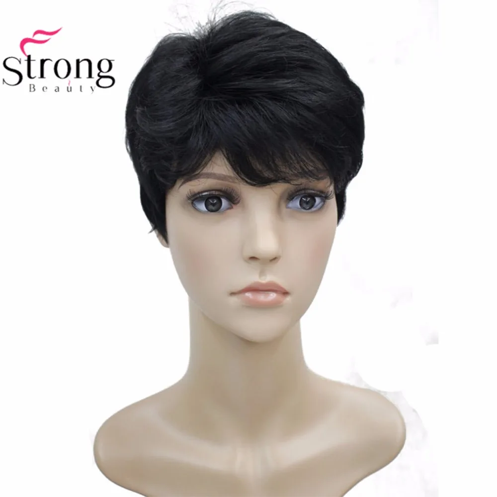 StrongBeauty женский синтетический парик черный/Блонд короткие прямые волосы натуральные парики