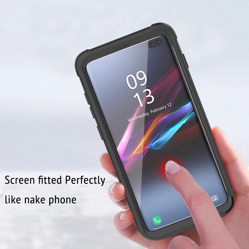 Полноразмерный прочный прозрачный чехол Бампер для Samsung Galaxy S10 Plus S10e с встроенной
