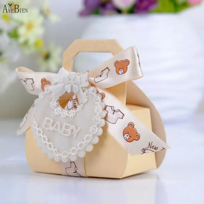beige yellow AVEBIEN 24 шт. милый детский фартук коробка для конфет подарок коробка конфет на день рождения Тематические вечерние украшения детская подарочная коробка - Цвет: beige yellow