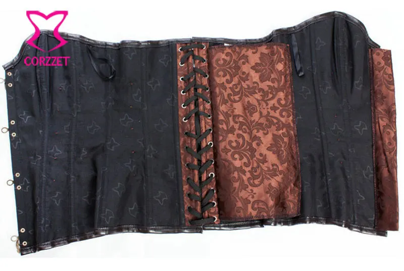 Винтажный Коричневый корсет из парчовой ткани размером 6XL одежда в стиле