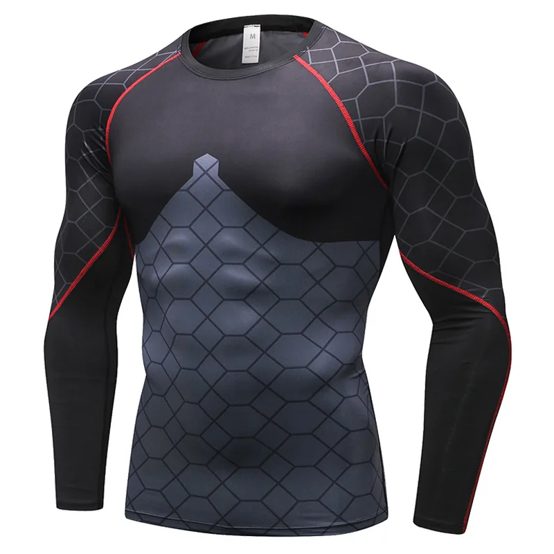 Быстросохнущая дышащая футболка с длинным рукавом и принтом|Футболки для