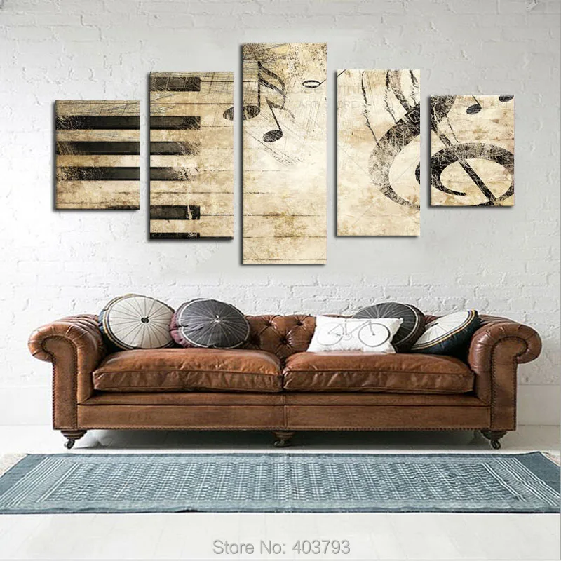 Большая Настенная картина фортепиано клавиши музыкальные ноты домашний декор