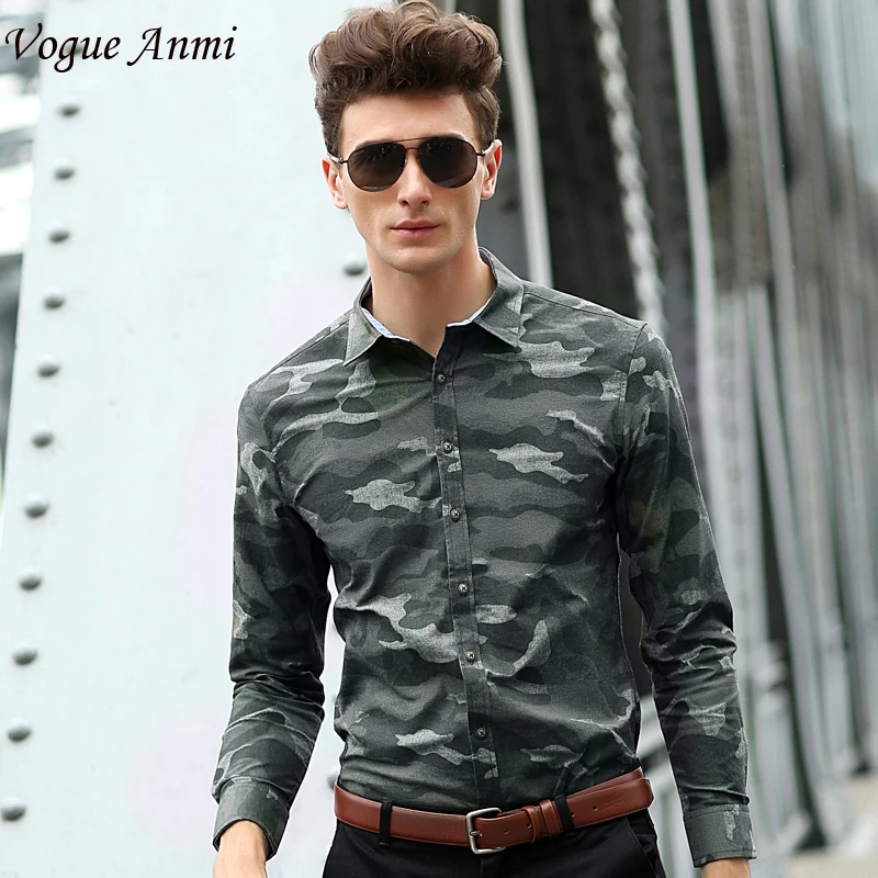 Vogue Anmi.2017 человек Повседневное камуфляжная футболка Для мужчин хлопок Армейский