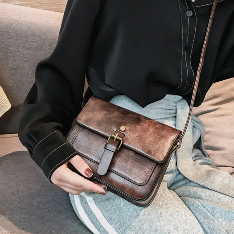 Новинка 2019 винтажные женские модные повседневные кожаные сумки через плечо с