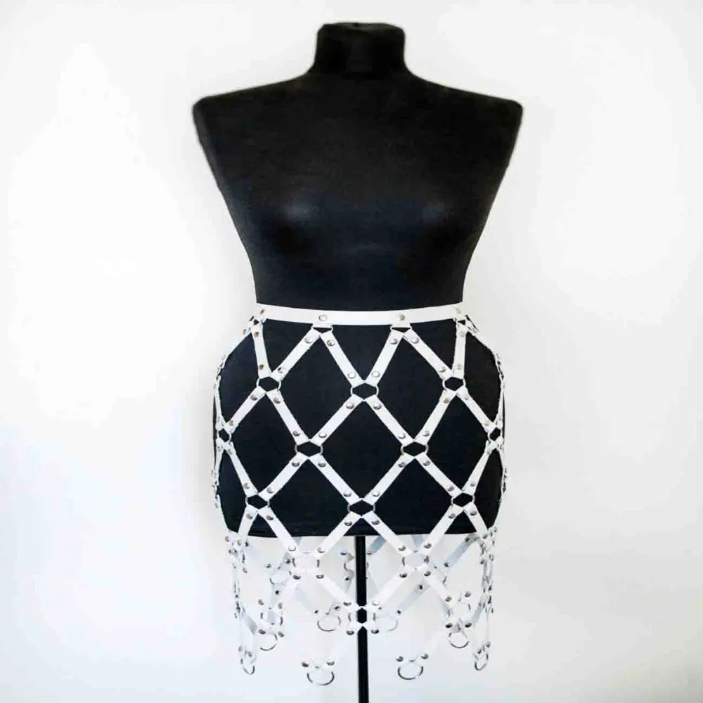 Готический панк юбки для женщин новый дизайнерский кожаный ремень скульптуры