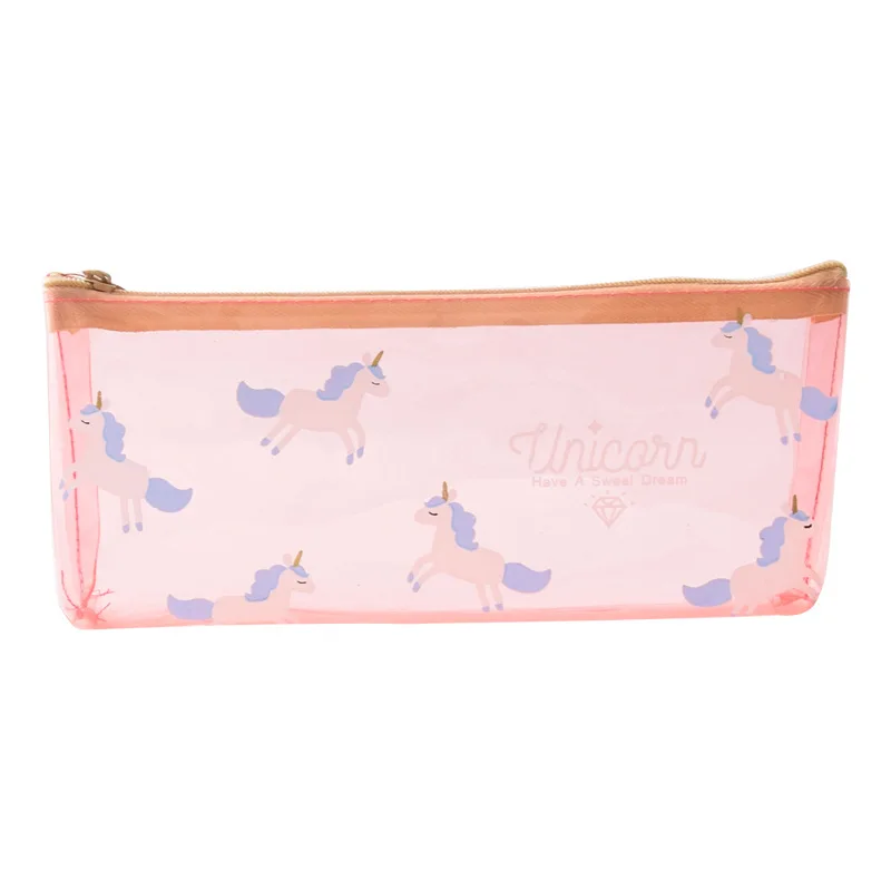 Прозрачная Водонепроницаемая пенал из ПВХ с единорогом школьные и офисные