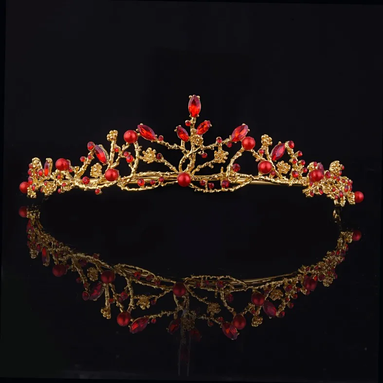 Свадебные аксессуары для волос роскошные розовые золотые жемчужные короны тиара