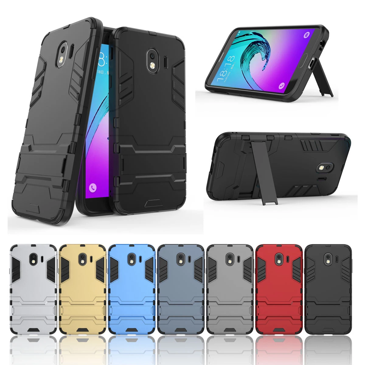 DULCII для Galaxy J 4 2018 пакета(ов) Прохладный гвардии Пластик ТПУ Combo чехол мобильного
