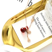 yun ruo 2018 new arrival rose gold color elegant red money bag pendant necklace 316 l titanium steel woman jewelry never fade