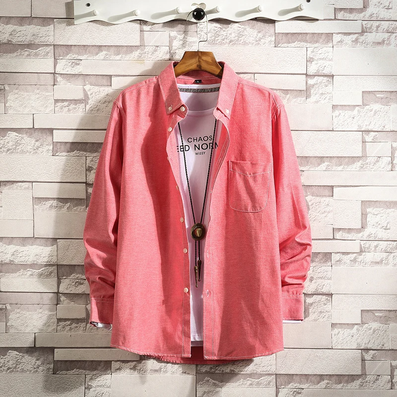 Мужская однотонная дышащая рубашка большого размера модная повседневная