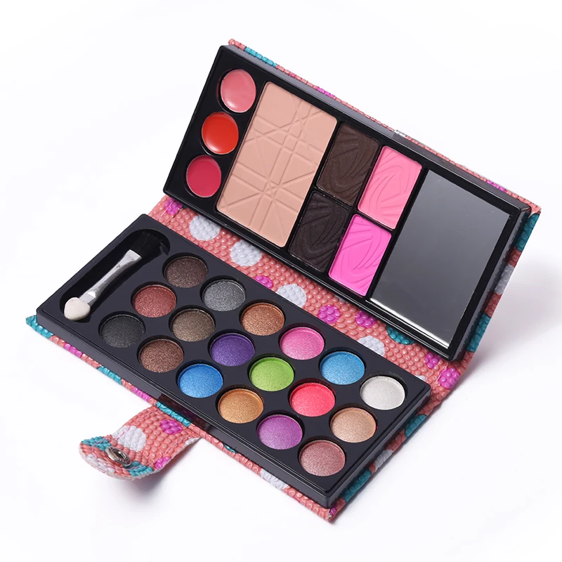 Набор для макияжа 18 цветов мерцающие тени век палитра 3 цвета помада румяна пудра