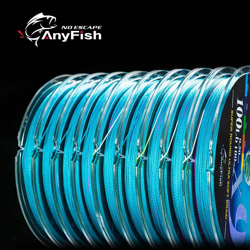 ANYFISH бренд 300 м 500 PE плетеная рыболовная леска 9 нитей 10-100 фунтов супер прочная
