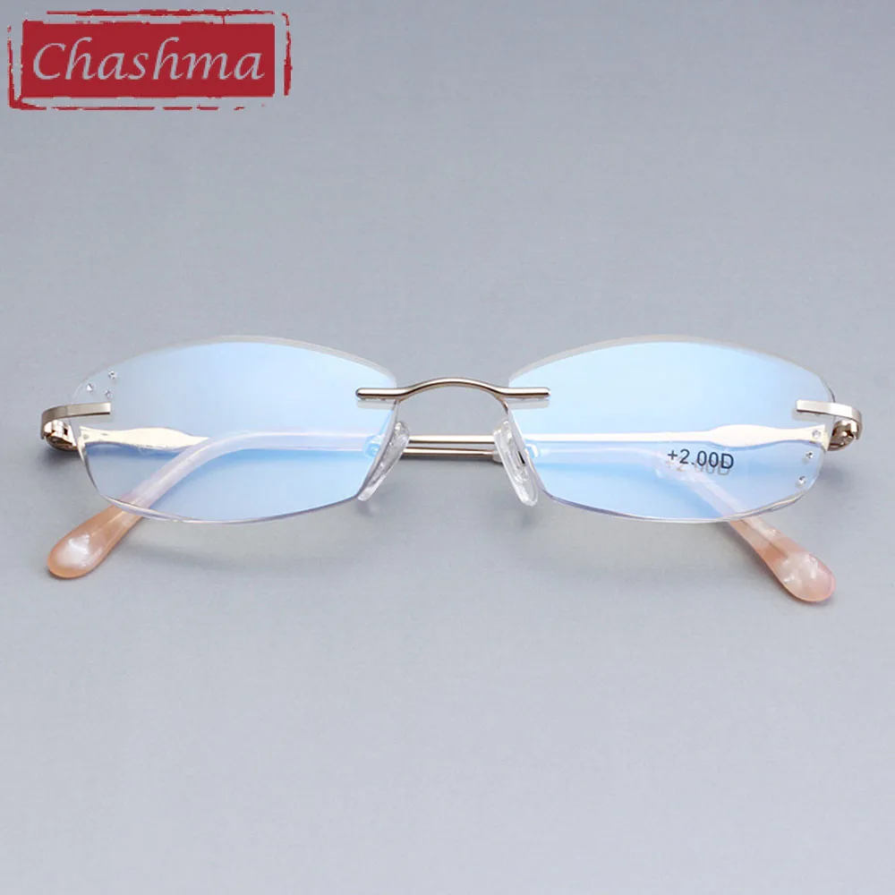 Бренд Chashma, женские очки без оправы, качественные оптические очки для чтения, обработанные бриллиантами, готовые очки, тонированные линзы, очки для чтения