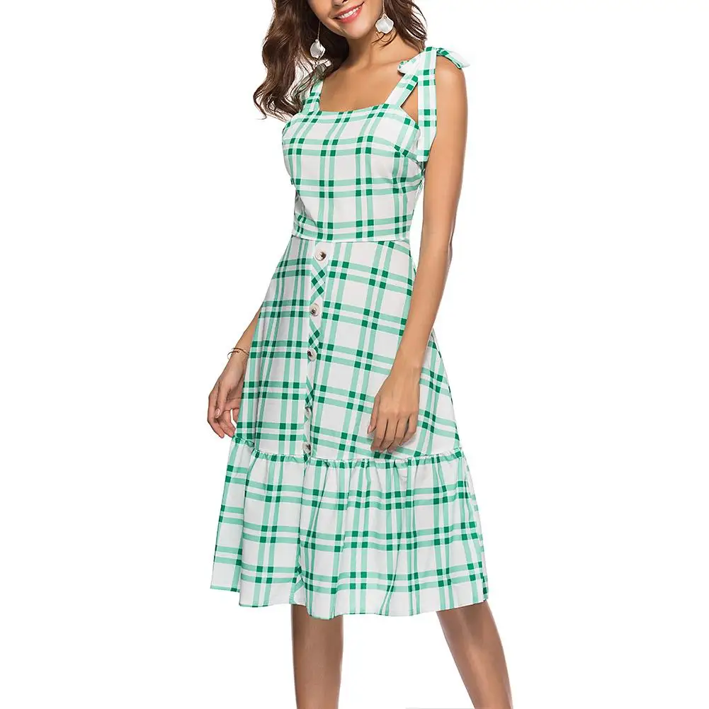 2018 модный плед ремень печати Винтаж Для женщин пикантные короткое платье|Женские