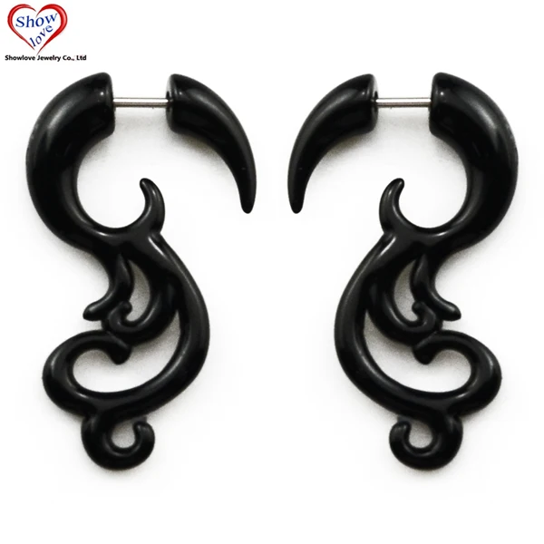 H Showlove-2pcs, черные акриловые ушные спирали, поддельные Обманщики, спиральные ушные конусы, растяжки, расширитель, пирсинг, ювелирные изделия - Окраска металла: H