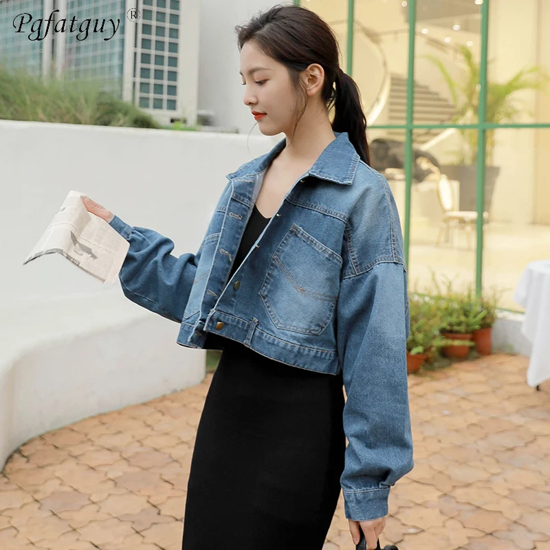 2019 Spring Big Pocket Denim Jacket Women Streetwear Loose Vintage Coat Single Breasted Casacos Feminino Jean Outerwear | Женская одежда