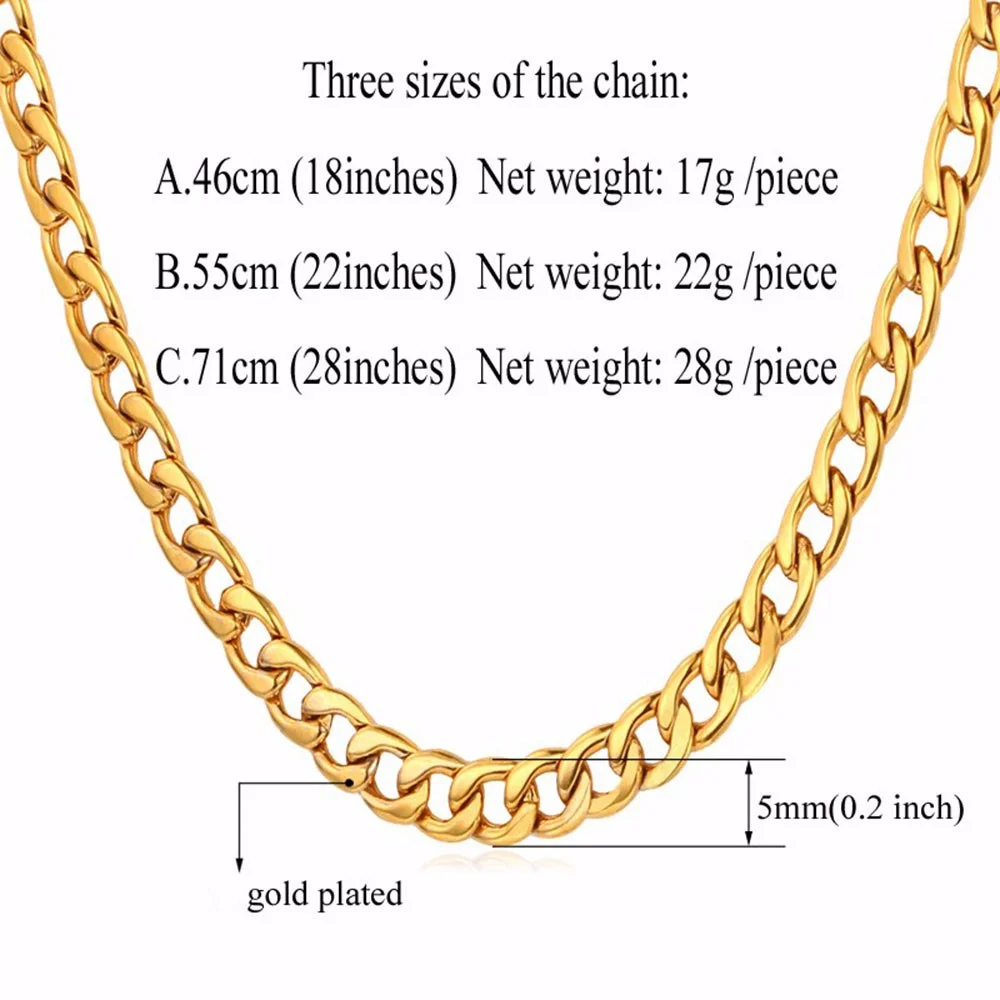 Мужское ожерелье в стиле панк из нержавеющей стали 316L кубинское без выцветания