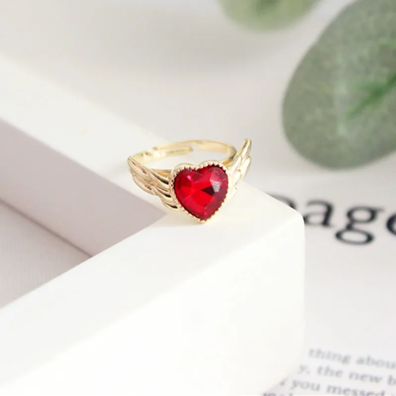 Anime Sailor Moon Wings Heart rings Cosplay accessories prop Adjustable for women girls