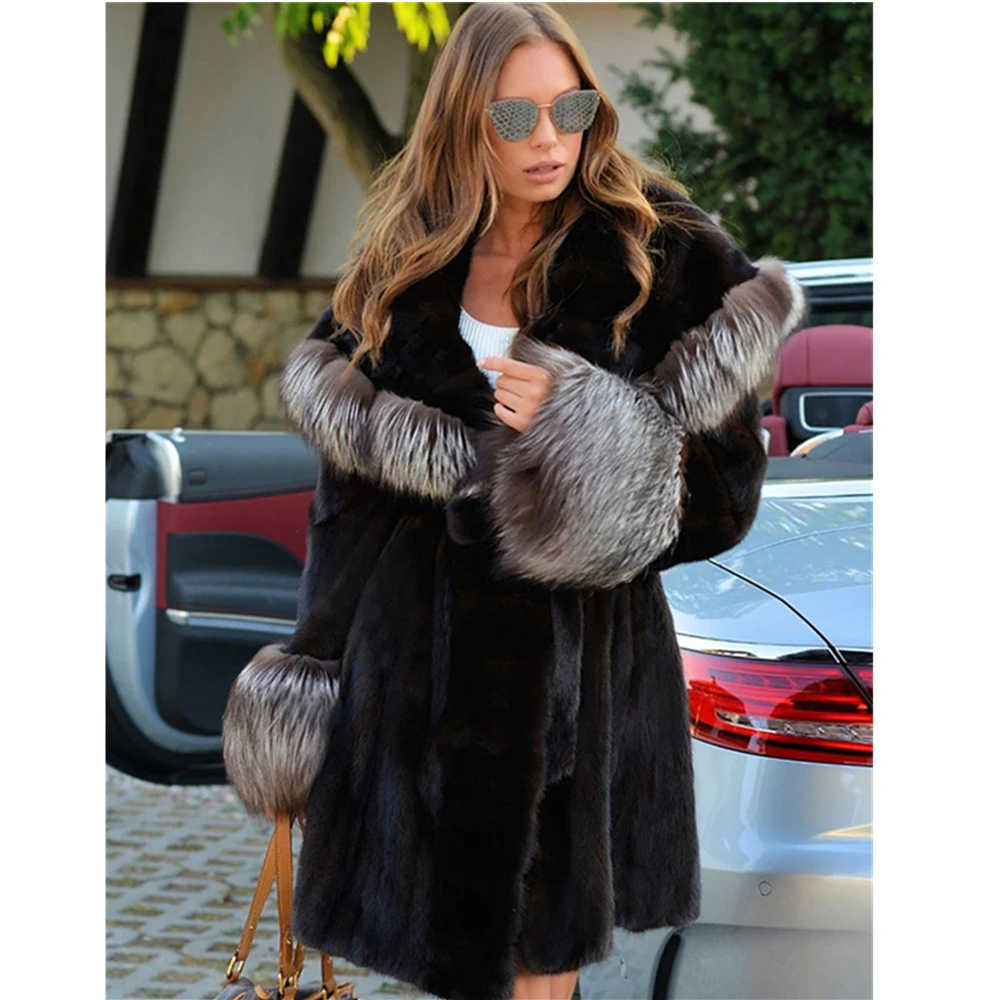 TOPFUR Winter Customized Coats Natural Real Mink Fur Coat With Hood Real Fur Coat Womend Full Sleeves Coats With Belt Women