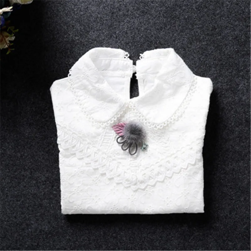 G Autumn Winter Girls Blouse Shirts Baby Teenager School Girl Tops Cotton Lace Long Sleeve Kids Shirt Children Clothes - Цвет: G