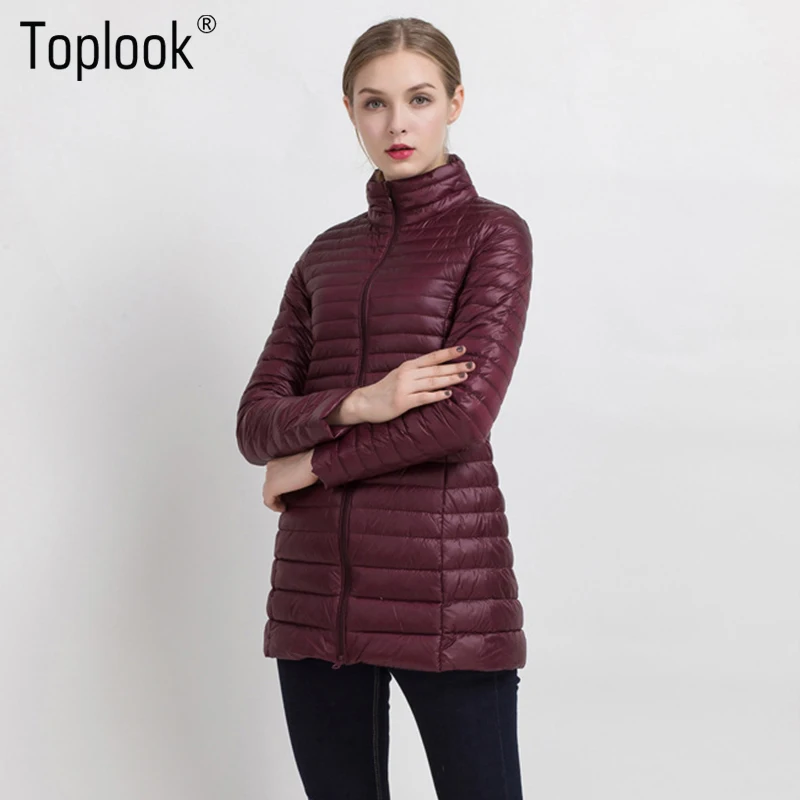 Toplook Long Light Down Jacket Womens 2017 Winter New Sleeve Stand-Collar Warm Coats High-Quality Fitness Jackets | Женская одежда
