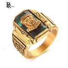 Перстни-печатки мужские из нержавеющей стали, с золотыми оттенками, стразы 1973