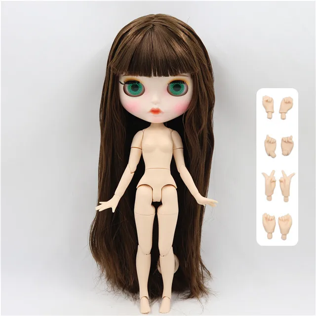 white matte face Фабрика blyth кукла 1/6 bjd шарнир тела темная кожа матовое лицо, фиолетовые волосы, кукла без одежды 30 см BL7216 - Цвет: white matte face
