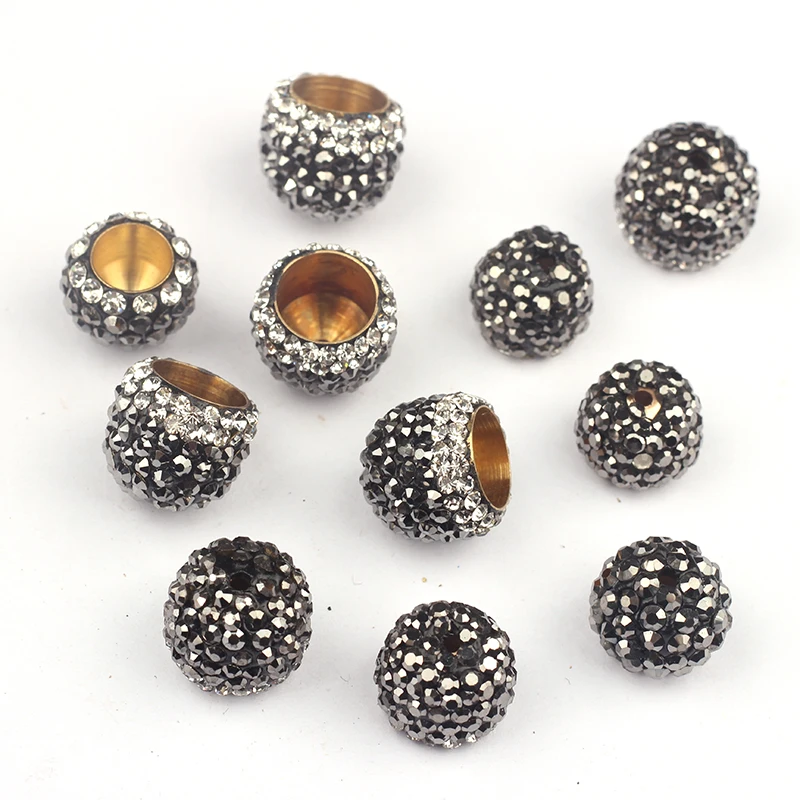 10 шт./лот бусины с инкрустацией стразами для изготовления ювелирных украшений