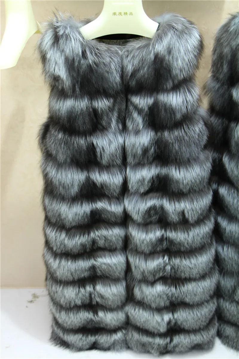 Длинное высококачественное пальто из натурального Лисьего меха Меха чернобурки