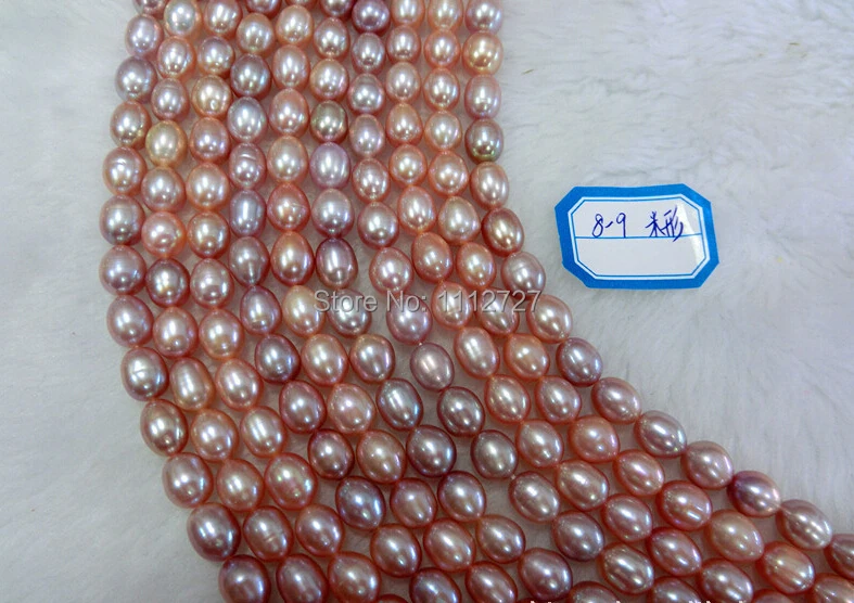 

8-9mm Romantic Rice Shape Purple Freshwater Shell Pearl Loose Beads Hand Made Jewelry Natural stone 14inch AAA Wholesale Price