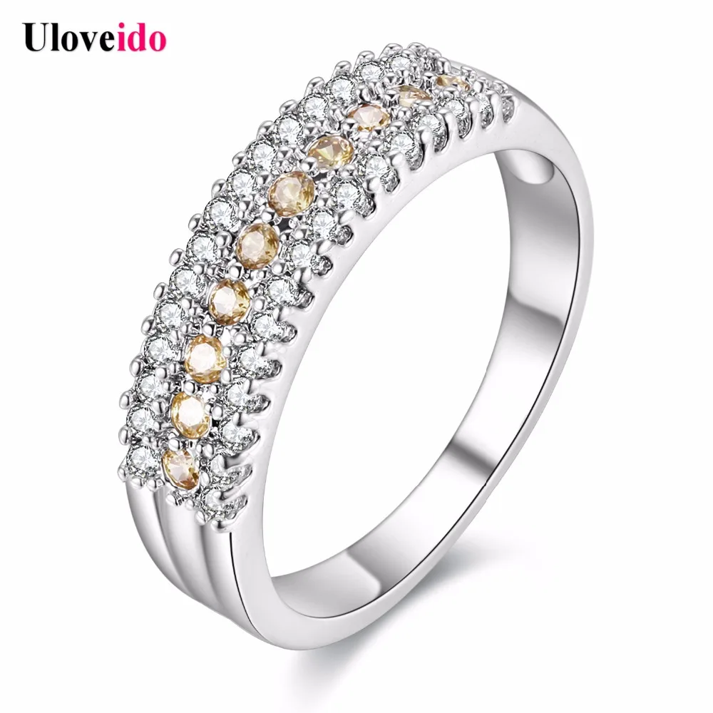 Uloveido кольца для женщин серебряные ювелирные изделия кристалл романтическое