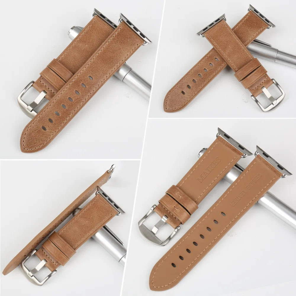 MAIKES аксессуары для часов Apple Watch Band 44 мм 40 из натуральной кожи iWatch ремешок 42 38
