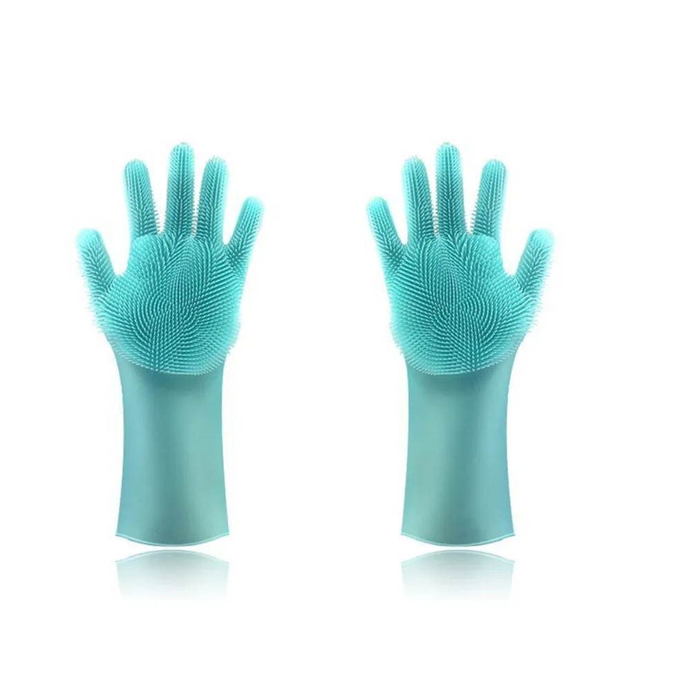 1 пара силиконовых резиновых перчаток для кухонной посуды чистящие губки мытья