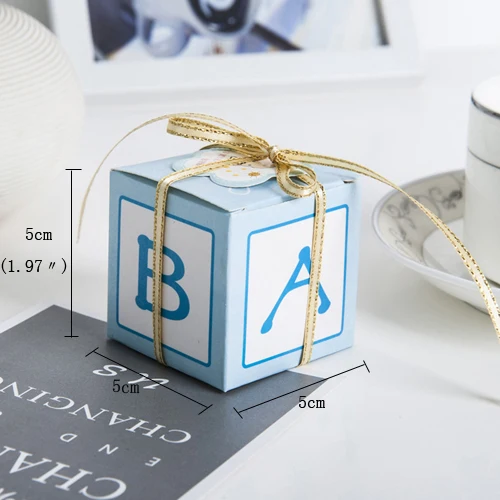 blue 50 шт. детская бумага для душа подарок почтовый ящик милый мальчик девочка Крещение Подарочная коробка конфет вечерние принадлежности Подарочная коробка для шоколада - Цвет: blue